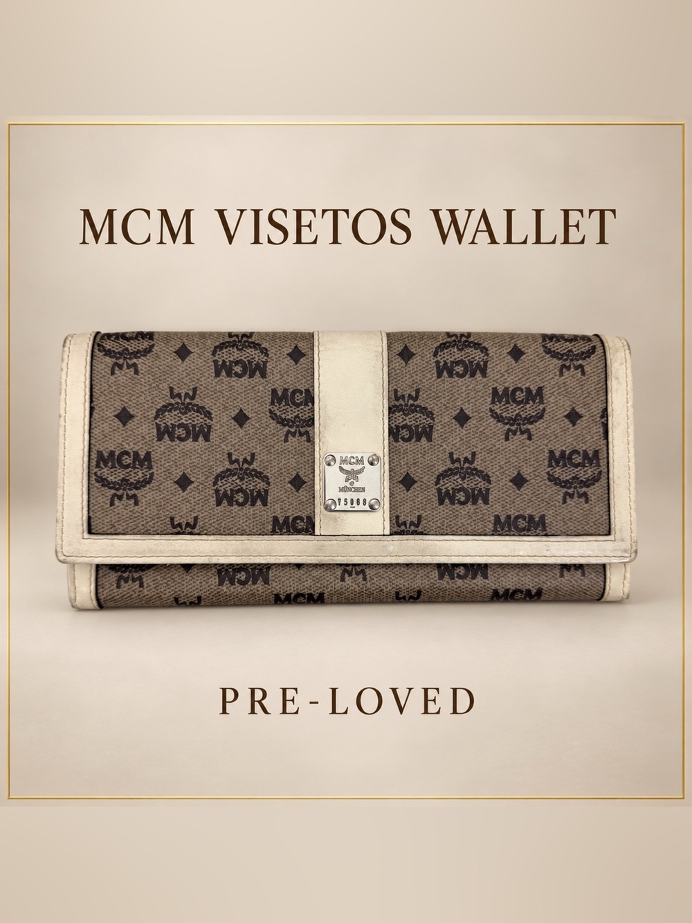 MCM Visetos Monogram Long Wallet Brown & Ivory